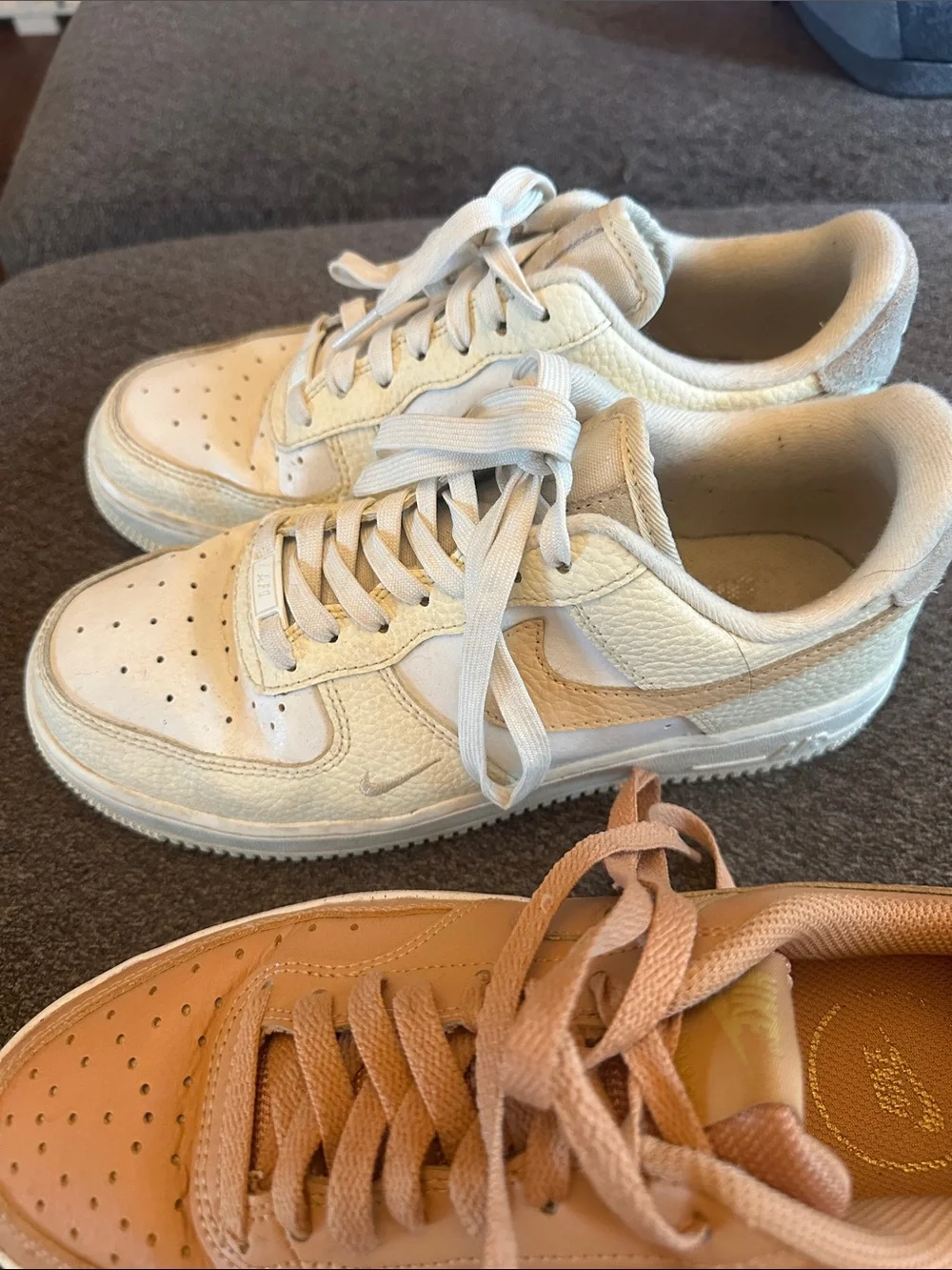 Nike Women's Sneakers in White, Cream, and Tan